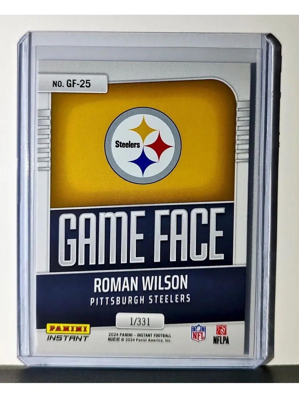 Roman Wilson 2024 Panini Game Face #25 NFL Rookie Card Pittsburgh Steelers 1/331